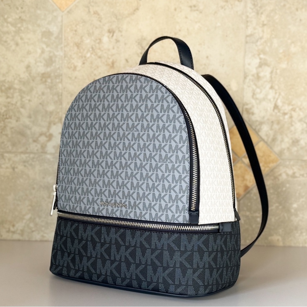 Michael Kors Rhea MD Backpack MK Color-Block Admiral Navy Multi - Picture 4 of 15